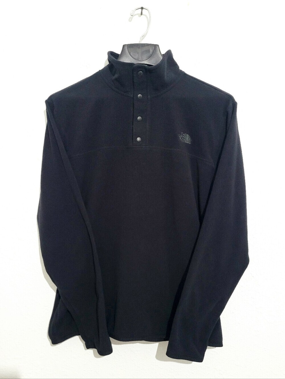 The North Face Mens XL Black Fleece Pullover Snap Neck Jacket Sweater Outdoor